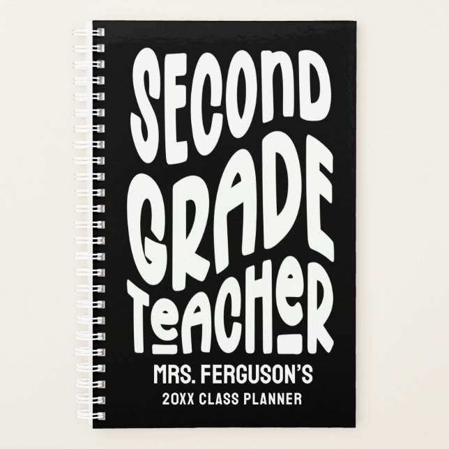 Agenda Second Grade Teacher Minimalist Text (Frente)