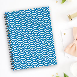 Agenda Seigaiha, Ondas, Japonês, Azul e Branco