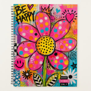 Agenda Seja Feliz Flor Colorida Pop Art