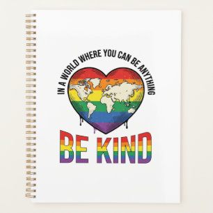 Agenda Seja Gentil Mundo Coração Arco-Íris Camiseta Vecto