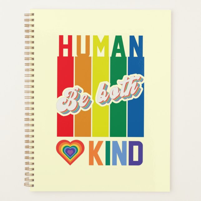 Agenda Seja humano e gentil - Inspirado no Arco-Íris Vint (Frente)
