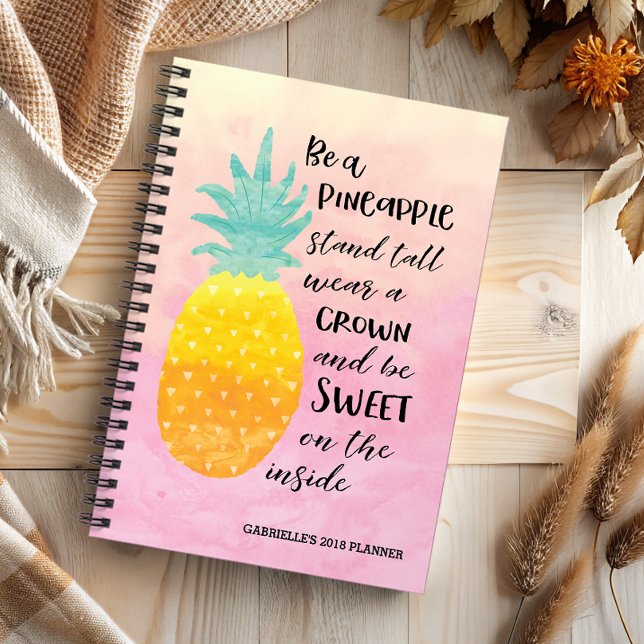Agenda Seja Uma Tipografia De Aquarela Inspiradora (Be a pineapple!)