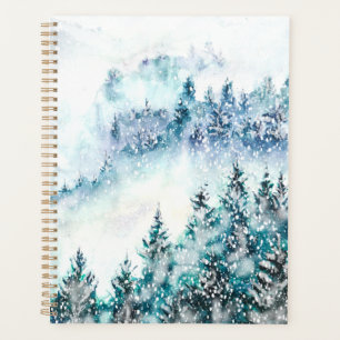Agenda selva de pinheiros com pintura manual