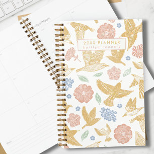 Agenda Semana Personalizada Rosa e Dourada de Volta às Au