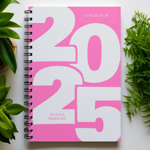 Agenda Semanal Espiral De Ano Sobreposto, Rosa Quente