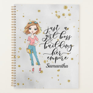 Agenda Senhora Elegante e Bonita Menina Chefe Cinzas