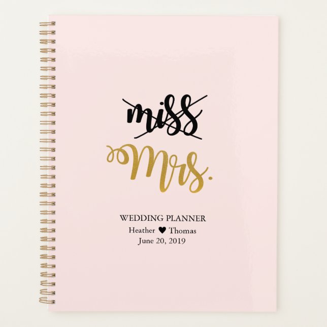 Agenda Senhorita para a Sra. Bridal Wedding Daily Planner (Frente)