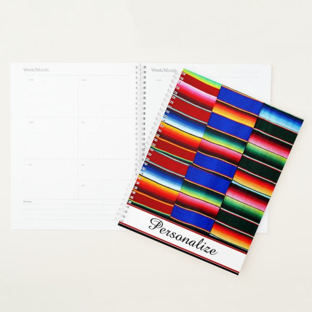 Agenda Serape colorido personalizado com listras (Exibição)