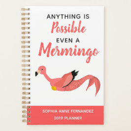 Agenda Sereia Inspiradora Engraçada Flamingo Mermingo