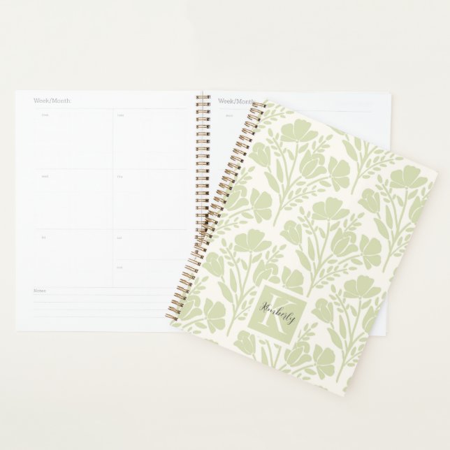 Agenda Serene - Florais Neutrais Monogramados (Exibição)