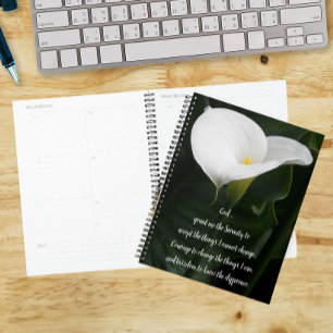 Agenda Serenity Prayer Calla Lily Floral