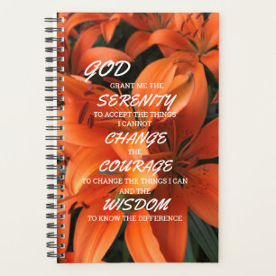 Agenda Serenity Prayer Orange Lily Flowers Foto