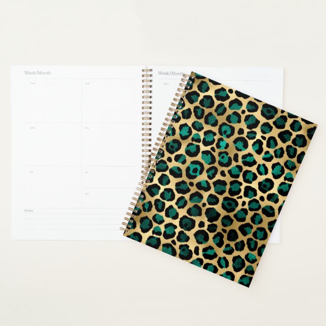 Agenda Série Teal e Gold Leopard Design 14  (Exibição)