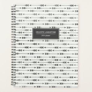 Agenda Setas de Boho Personalizadas Desenho de Tinta Pret