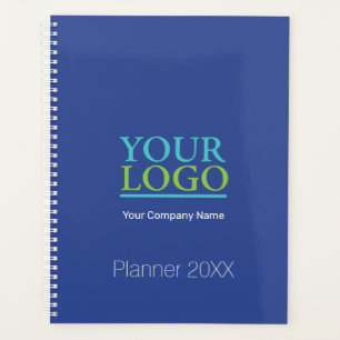 Agenda Seu logotipo/nome da empresa DIY/ano/Med azul