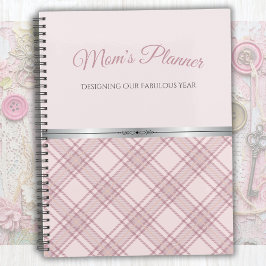 Agenda Shabby Chic Pink Plaid Mom’s Fabulous Year Planner