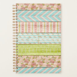 Agenda Shabby Rosa Pastel Patterno sobre Algodão de Madei