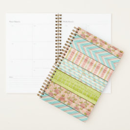 Agenda Shabby Rosa Pastel Patterno sobre Algodão de Madei