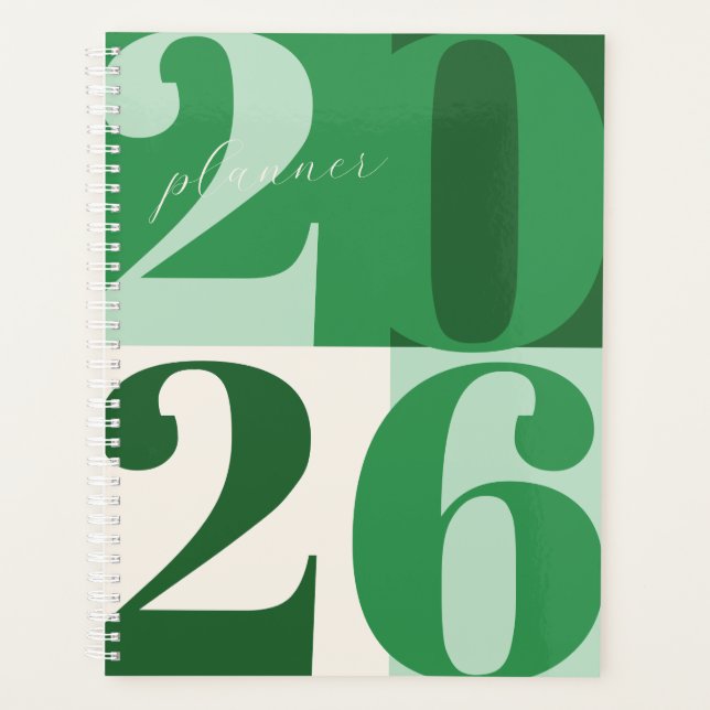 Agenda Shades of Green Bold Year Color Block Planner (Frente)