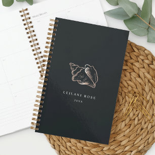Agenda Shell de Conch Dourado Elegante Rosa Personalizado