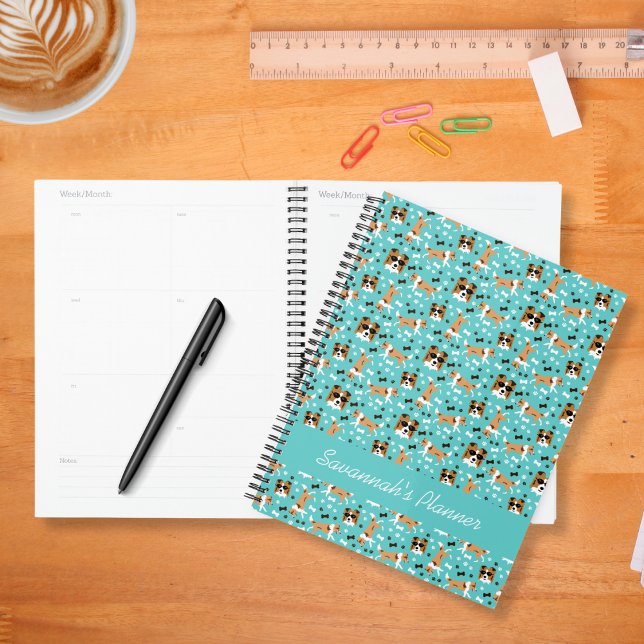 Agenda Shetland Sheepdog Pattern Aqua (Shelties Shetland Sheepdogs pattern weekly monthly planner in teal )