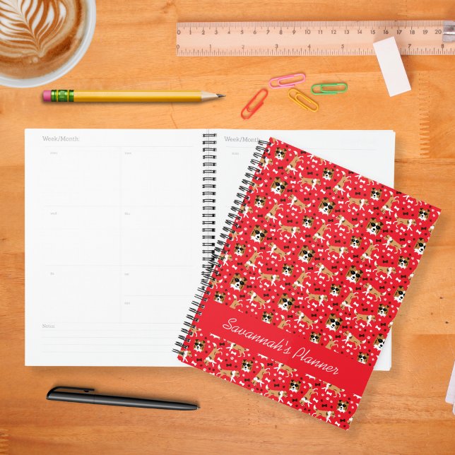 Agenda Shetland Sheepdog Pattern Red (Shelties Shetland sheepdog planner in red)