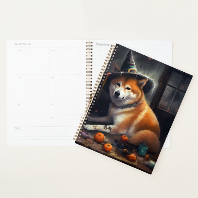 Agenda Shiba Inu Pumpkins Halloween Assustado (Exibição)