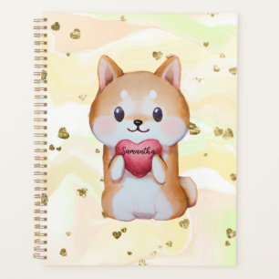 Agenda Shiba Inu Segurando Um Coração