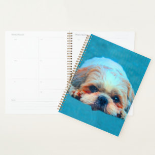 Agenda Shih Tzu Dog Aquarela Retrato