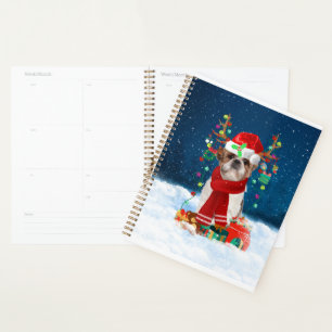 Agenda Shih Tzu Dog em neve com presentes de Natal