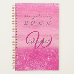 Agenda Shimmer de Mão Rosa do Planador 2022 com Monogram