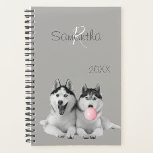 Agenda Siberian Husky Bubble Gum Dog Animal Monograma