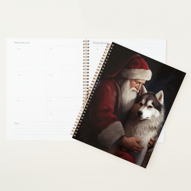 Agenda Siberian Husky com Papai Noel Natal Festivo (Exibição)