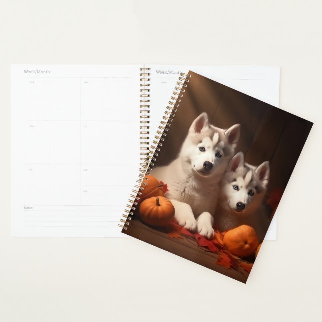 Agenda Siberian Husky Puppy Autumn Delight Pumpkin (Exibição)