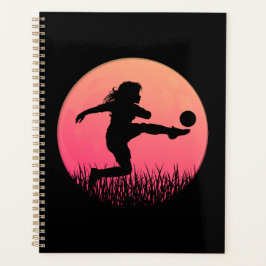 Agenda silhueta de menina de futebol sol lindo