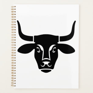 Agenda Silhueta de Touro Cabeça de Boi Preto Minimalista