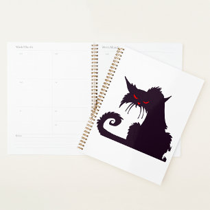 Agenda Silhueta Gato Preto mau com Olhos Vermelhos