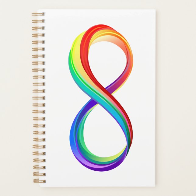 Agenda Símbolo de Infinidade Arco-Íris em Camadas (Frente)