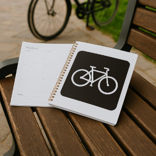 Agenda Símbolo mínimo de bicicleta branca e preto