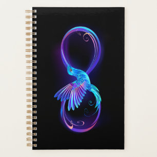 Agenda Símbolo Neon Infinity com Hummingbird brilhante