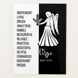 Agenda Símbolo Virgo Zodiac, Preto e Branco