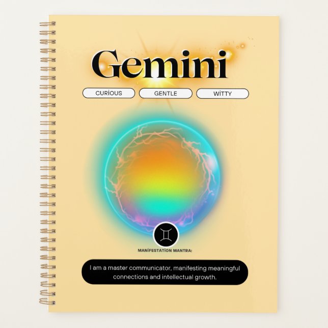 Agenda Símbolo Zodiac Moderno Gemini Cita Elemento Ar (Frente)