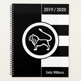 Agenda Símbolo Zodiano Personalizado Leo Preto e Branco