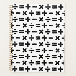 Agenda Símbolos matemáticos preto e branco - Lino Cortado
