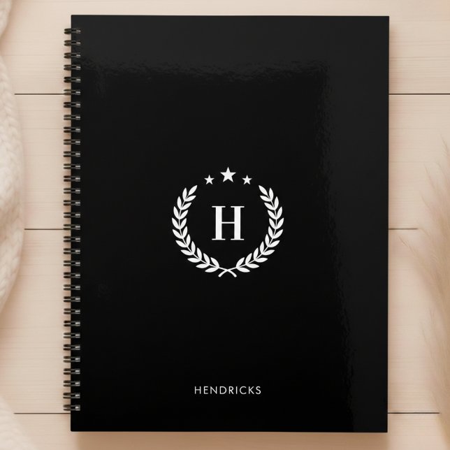 Agenda Simple Black | Monogram Modern Minimalist Fitness (Criador carregado)