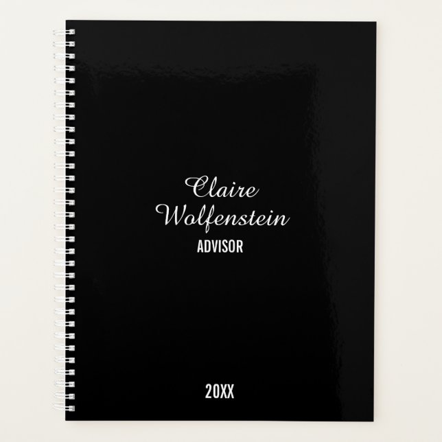 Agenda Simple Black White Script Professional Business (Frente)