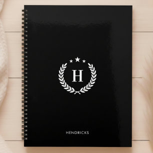 Agenda Simple Preto Monograma Minimalista Moderno Fitne