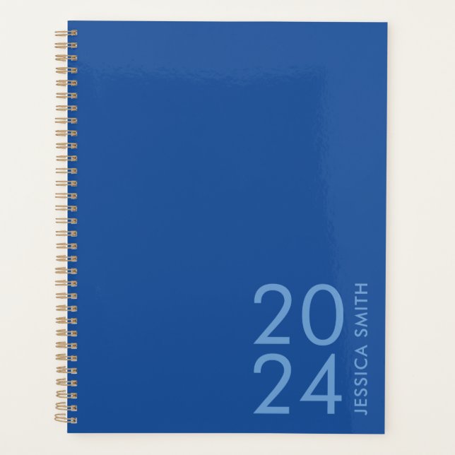 Agenda Simples azul moderno personalizado (Frente)