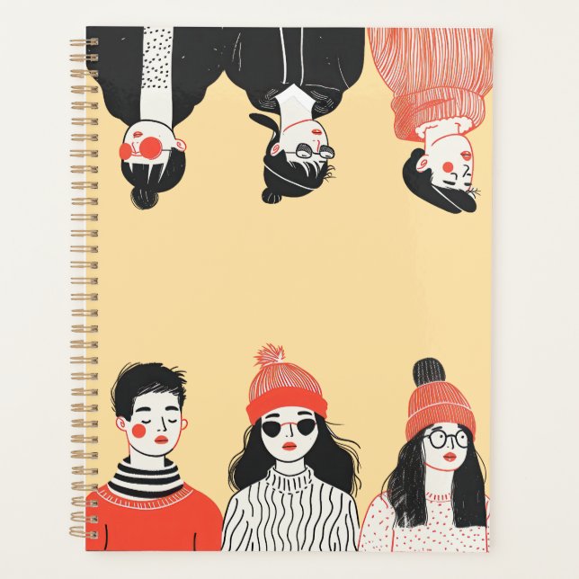 Agenda Simples desenho moderno de pessoas legal (Frente)