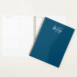Agenda Simples e Minimalista Azul-Teal de Dois Monogramas<br><div class="desc">Planeador azul lacrimogêneo minimalista Simples Dois Monogramas perfeito como presente para chefes, consultores, profissionais ou empresários.</div>